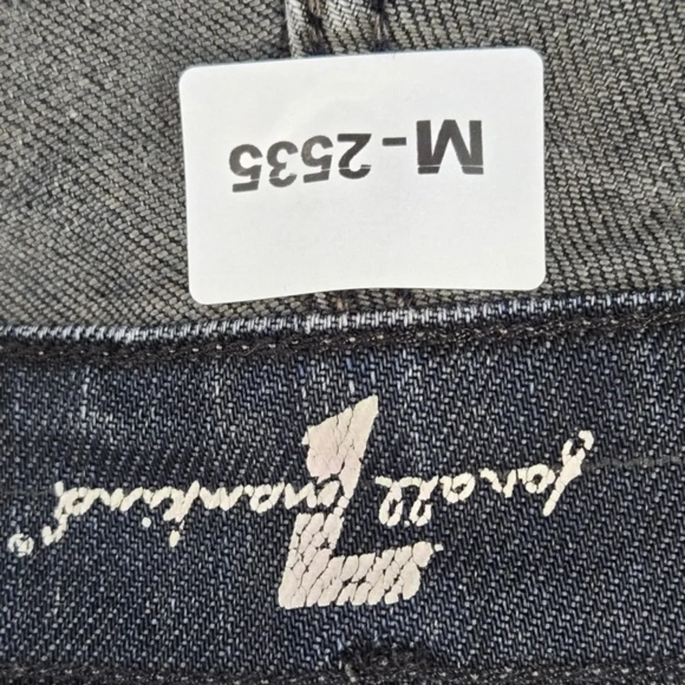 7 For All Mankind Men Jeans 34 Black Grey Denim‎ Standard Classic Logo READ